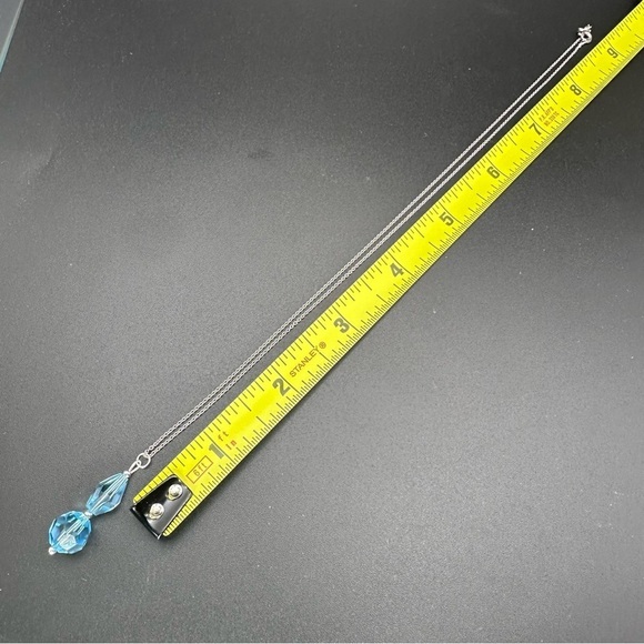 Swarovski Elements Blue and Sterling Silver Teardrop Necklace - Picture 6 of 9